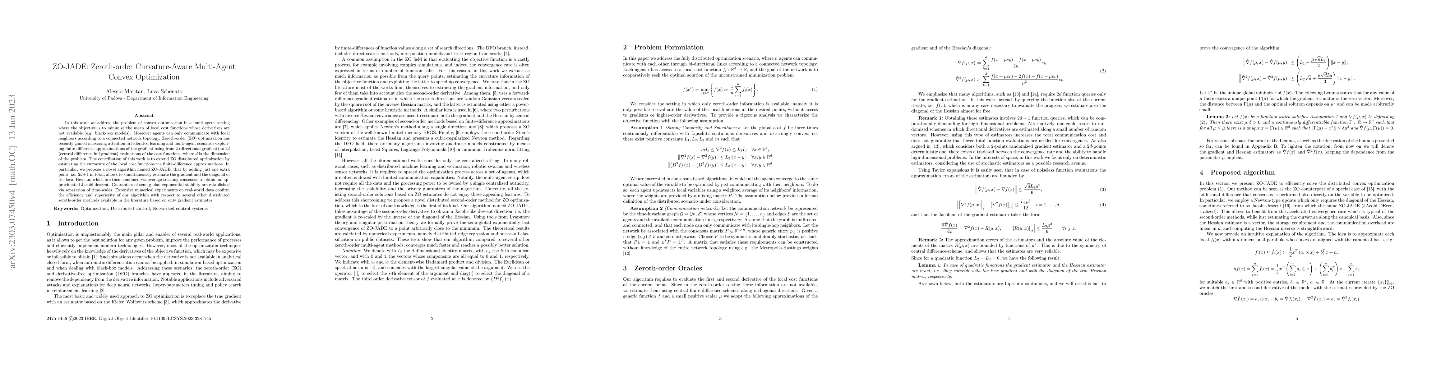 Thumbnail for ZO-JADE: Zeroth-order Curvature-Aware Multi-Agent Convex Optimization