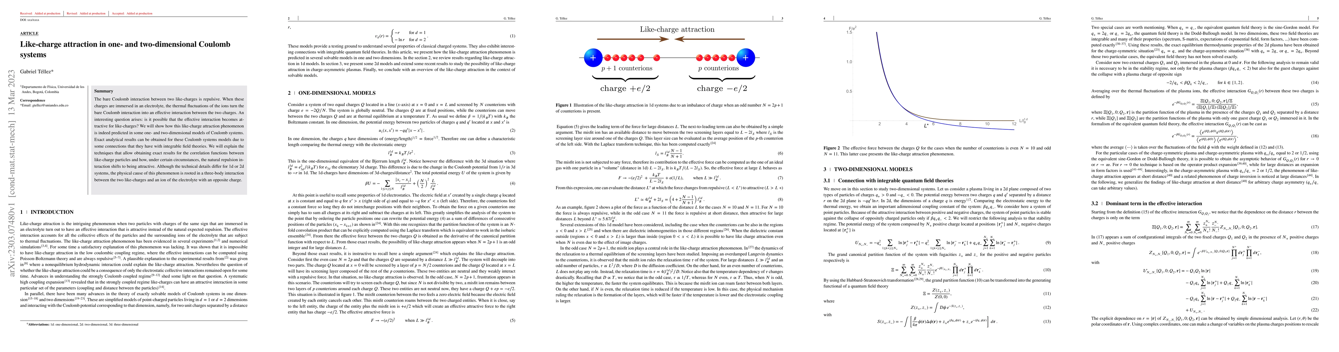 Thumbnail for Like-charge attraction in one- and two-dimensional Coulomb systems