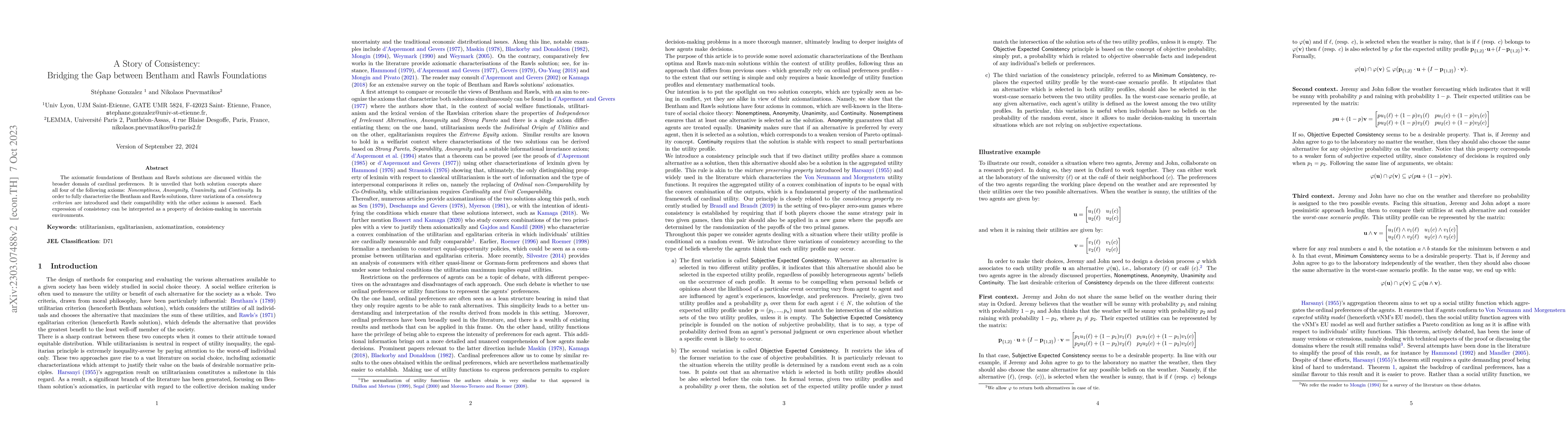 Thumbnail for A Story of Consistency: Bridging the Gap between Bentham and Rawls
  Foundations