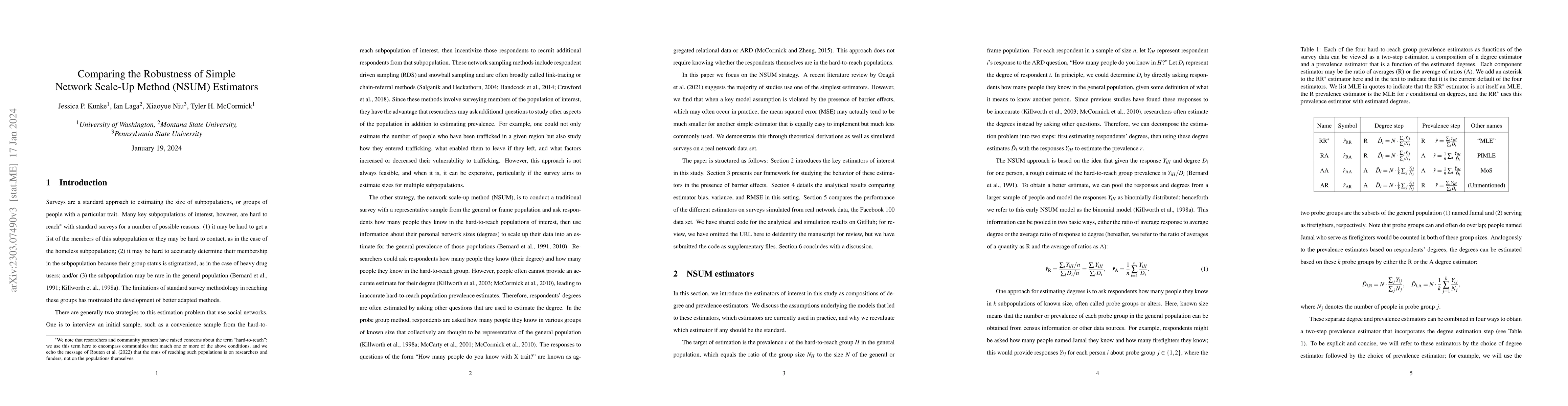 Thumbnail for Comparing the Robustness of Simple Network Scale-Up Method (NSUM)
  Estimators