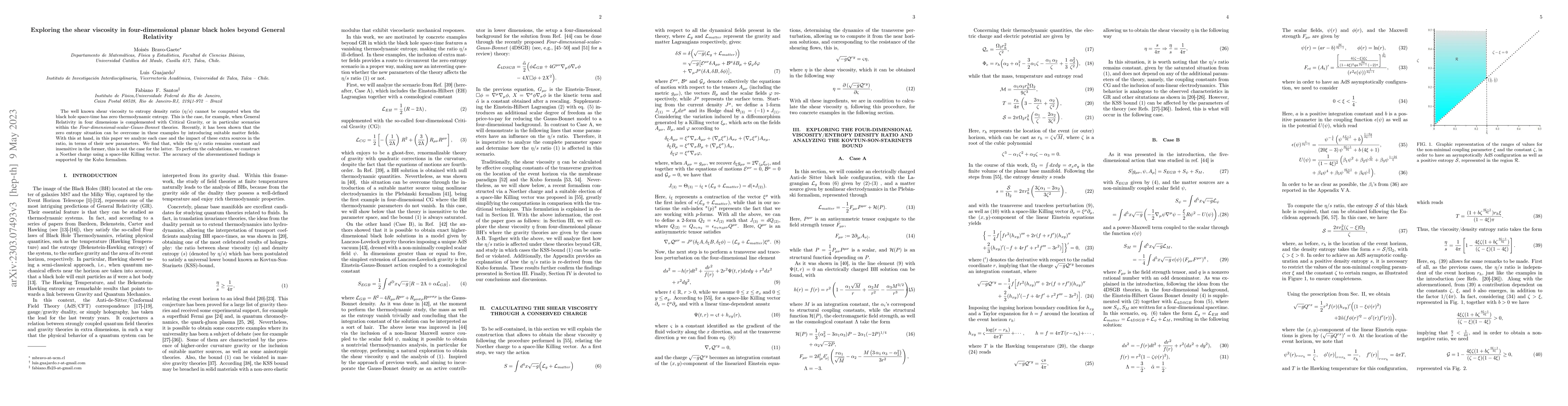 Thumbnail for Exploring the shear viscosity in four-dimensional planar black holes
  beyond General Relativity