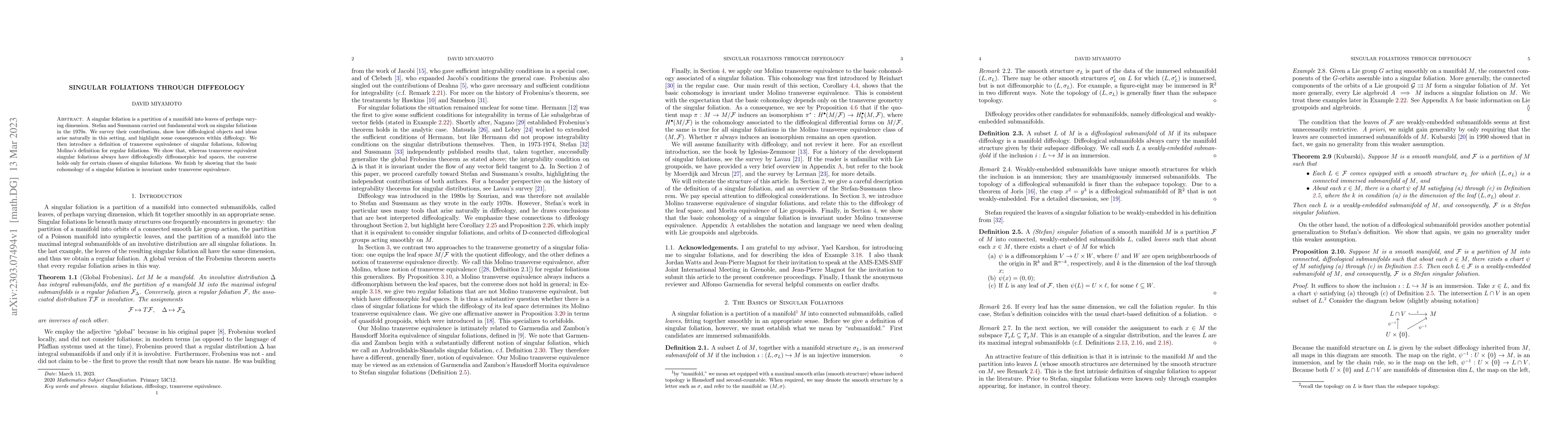 Thumbnail for Singular foliations through diffeology