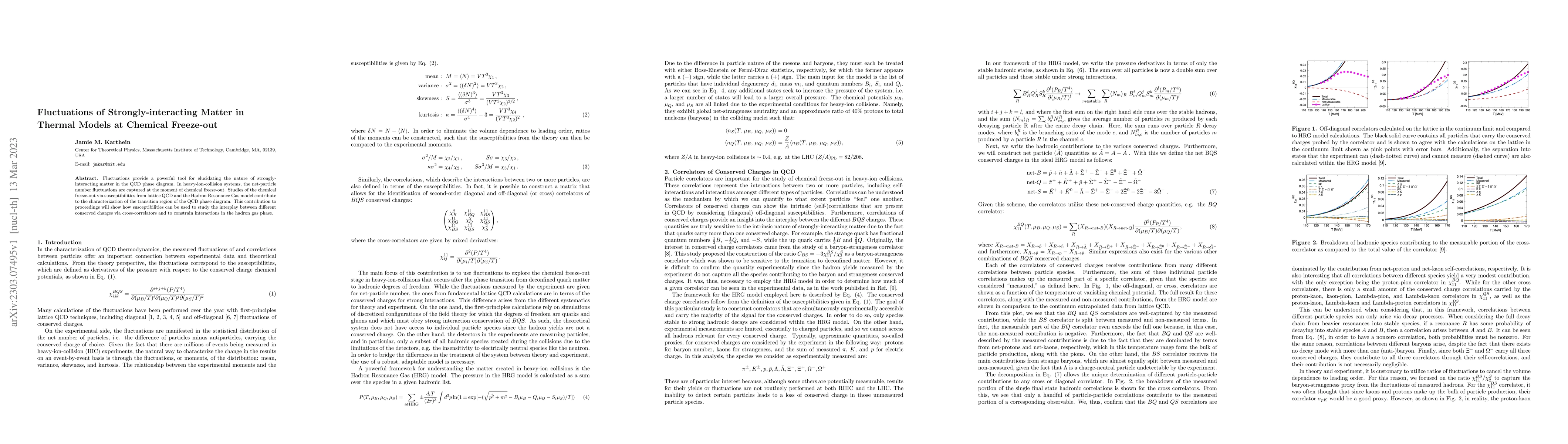Thumbnail for Fluctuations of Strongly-interacting Matter in Thermal Models at
  Chemical Freeze-out