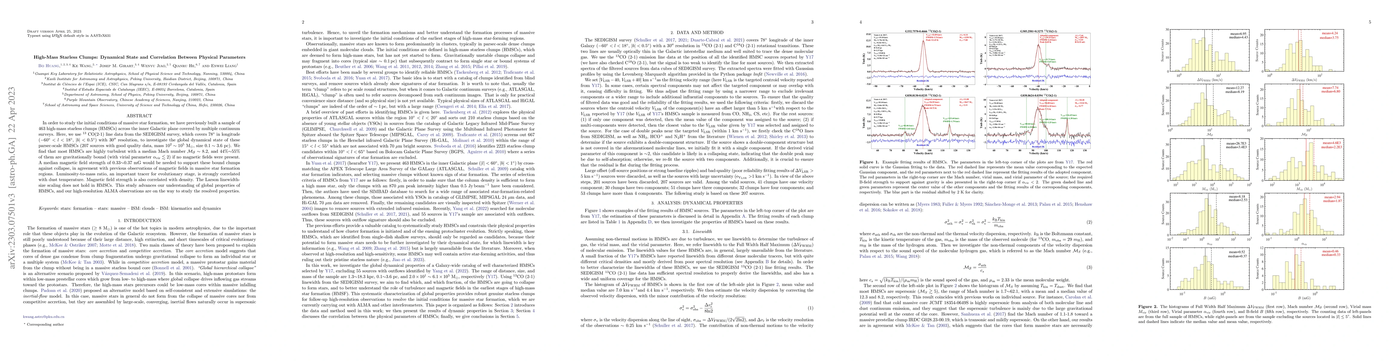 Thumbnail for High-Mass Starless Clumps: Dynamical State and Correlation Between
  Physical Parameters