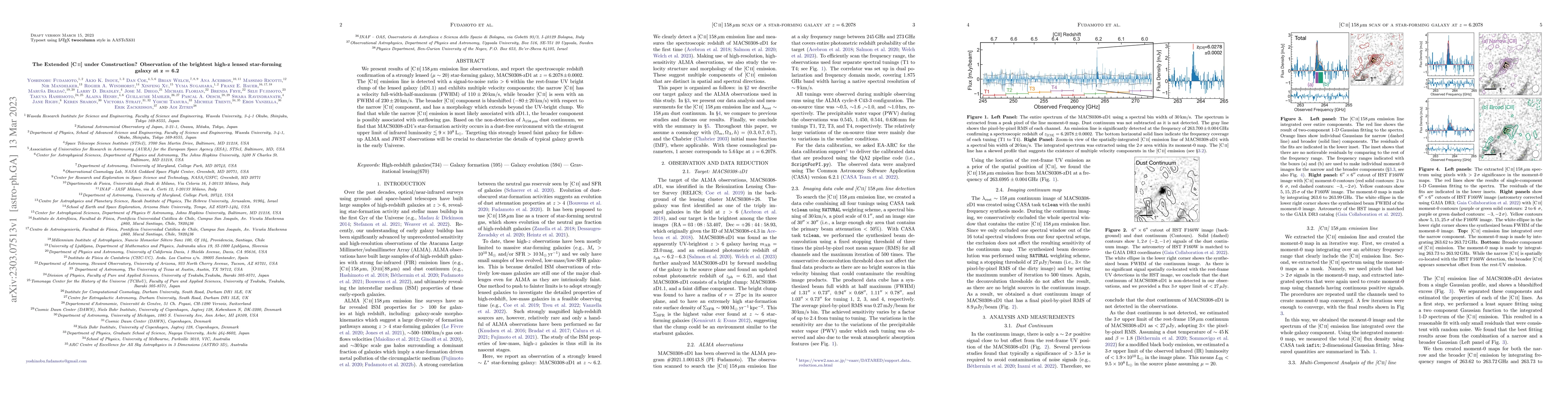 Thumbnail for The Extended [CII] under Construction? Observation of the brightest
  high-z lensed star-forming galaxy at z = 6.2