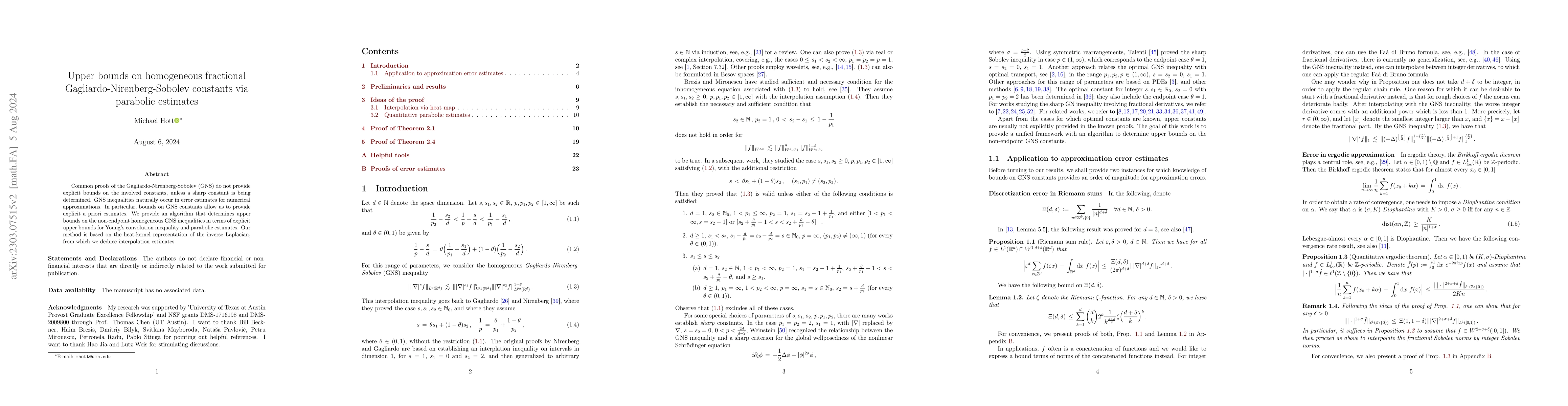 Thumbnail for Upper bounds on homogeneous fractional Gagliardo-Nirenberg-Sobolev
  constants via parabolic estimates