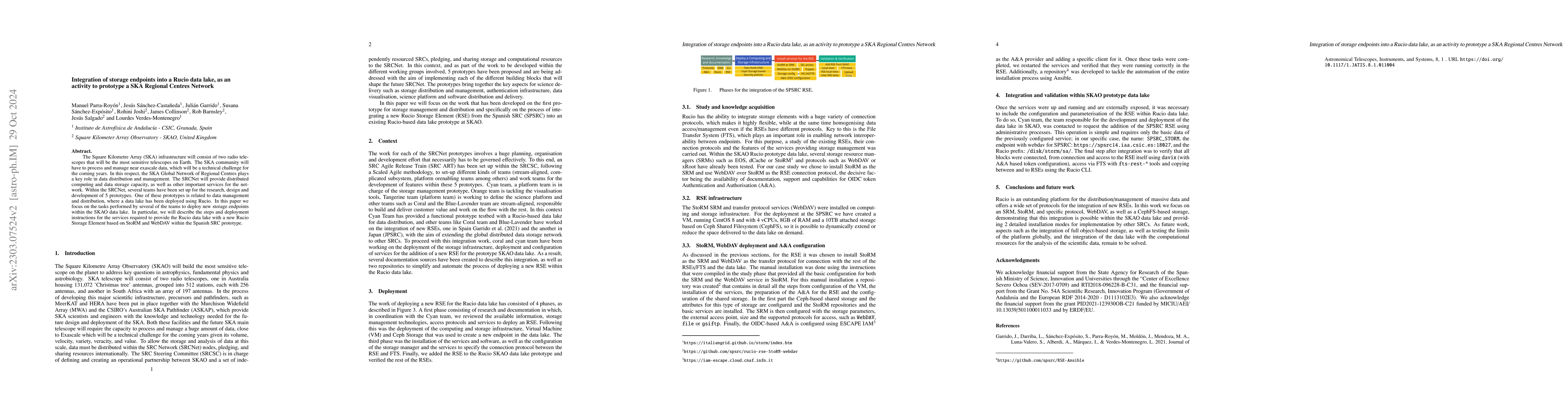 Thumbnail for Integration of storage endpoints into a Rucio data lake, as an activity
  to prototype a SKA Regional Centres Network