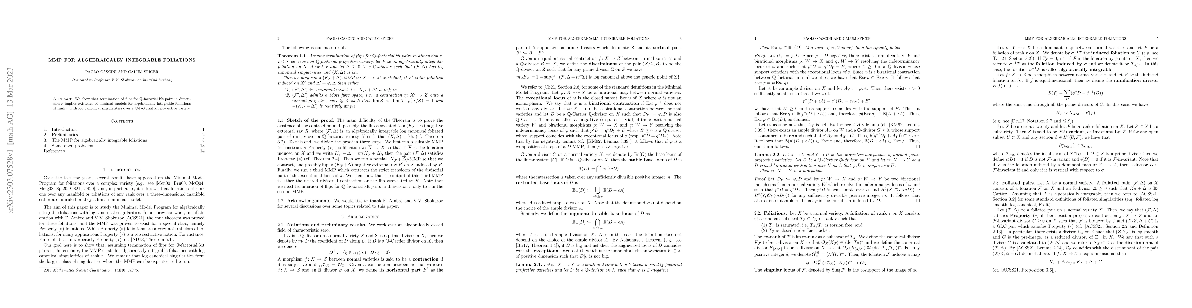 Thumbnail for MMP for algebraically integrable foliations