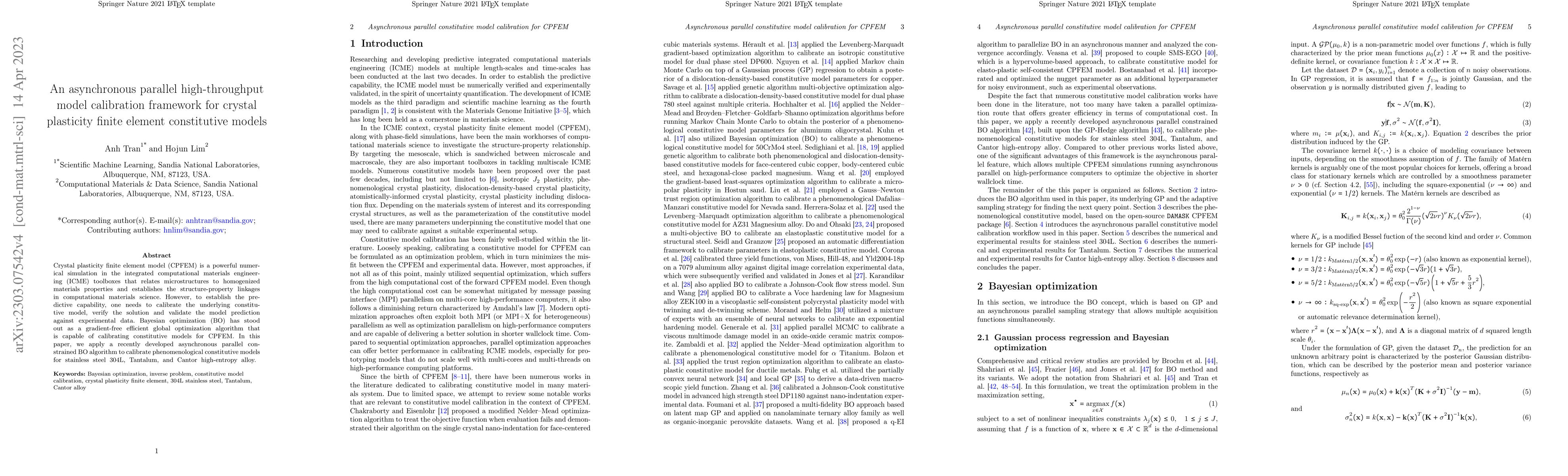 Thumbnail for An asynchronous parallel high-throughput model calibration framework for
  crystal plasticity finite element constitutive models