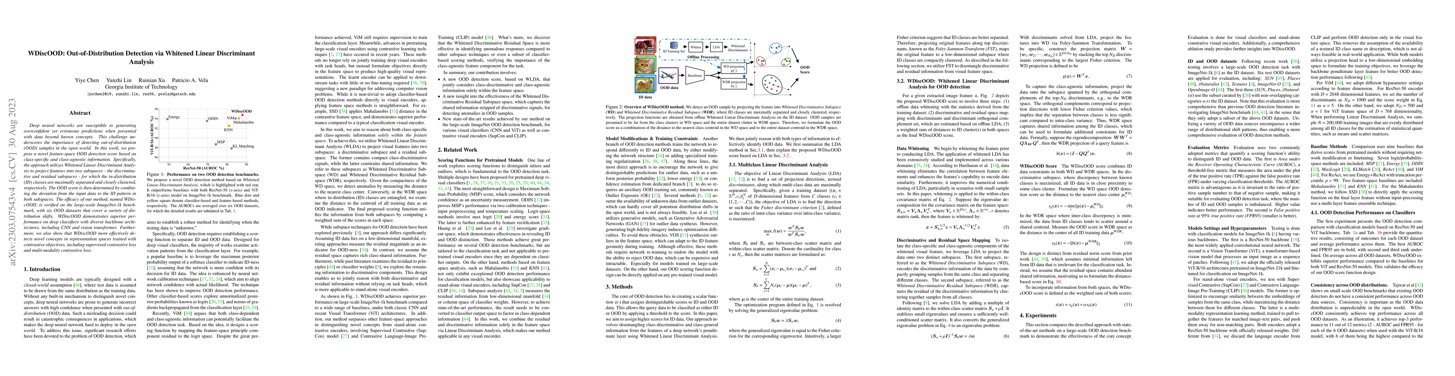 Thumbnail for WDiscOOD: Out-of-Distribution Detection via Whitened Linear Discriminant
  Analysis
