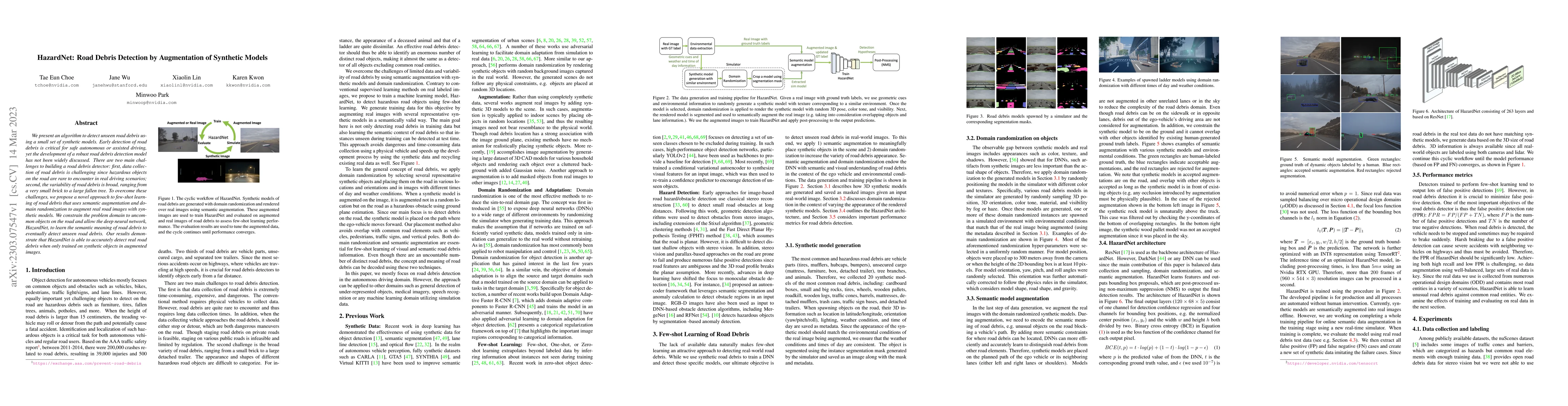 Thumbnail for HazardNet: Road Debris Detection by Augmentation of Synthetic Models
