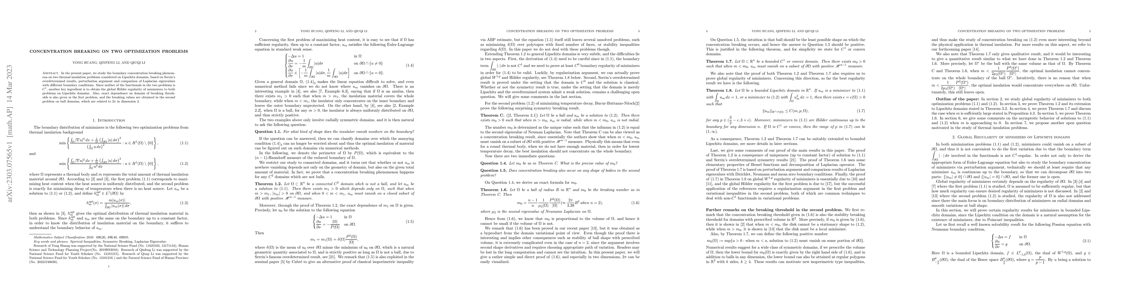 Thumbnail for Concentration breaking on two optimization problems