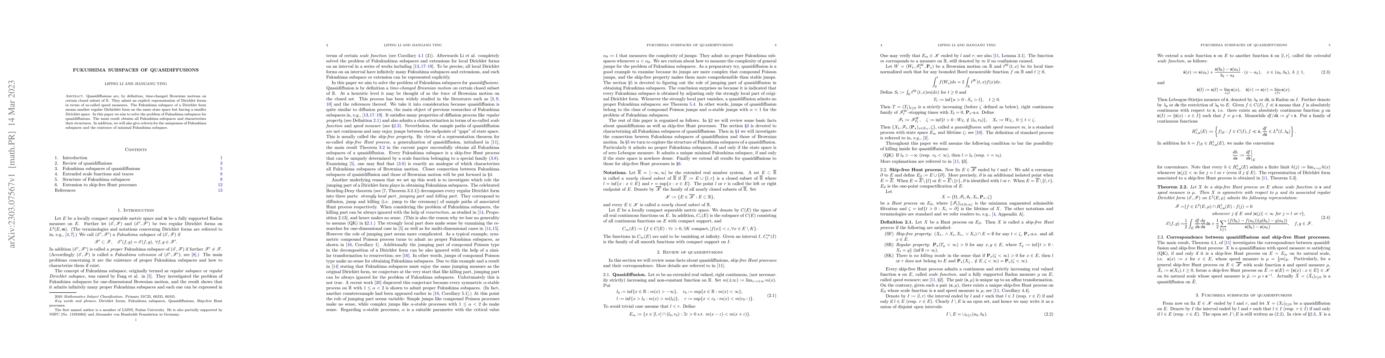 Thumbnail for Fukushima subspaces of quasidiffusions
