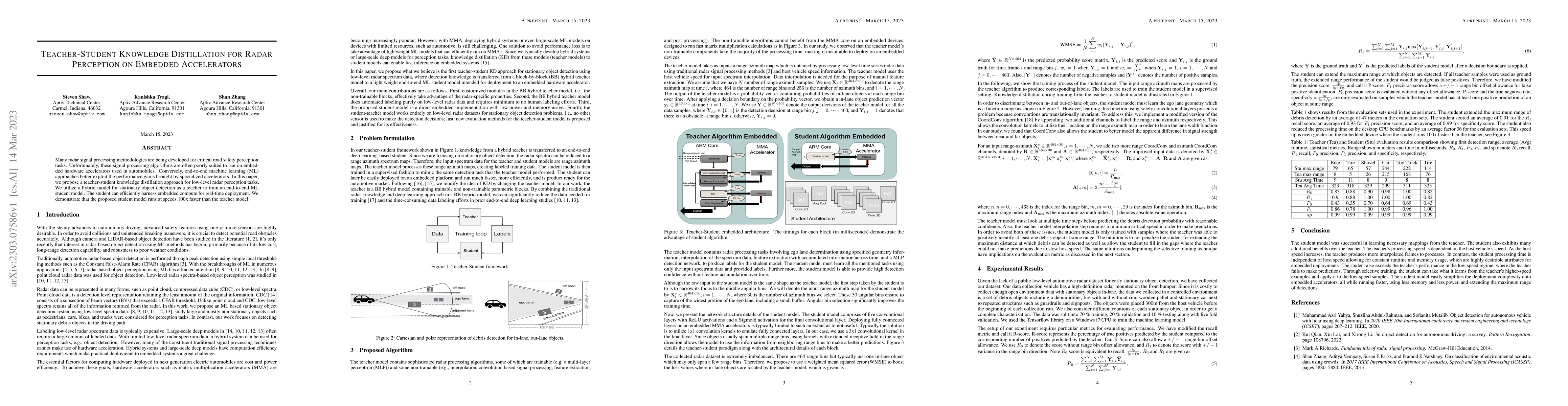 Thumbnail for Teacher-Student Knowledge Distillation for Radar Perception on Embedded
  Accelerators