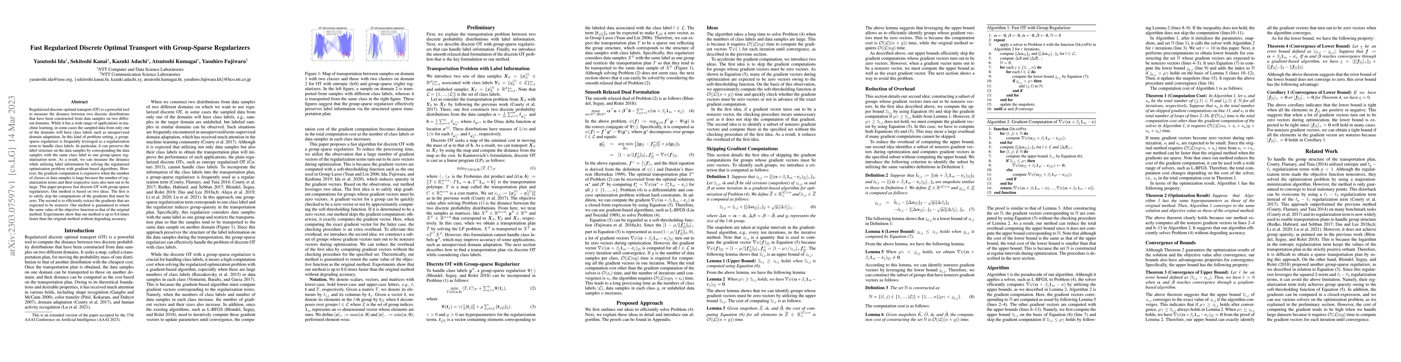 Thumbnail for Fast Regularized Discrete Optimal Transport with Group-Sparse
  Regularizers