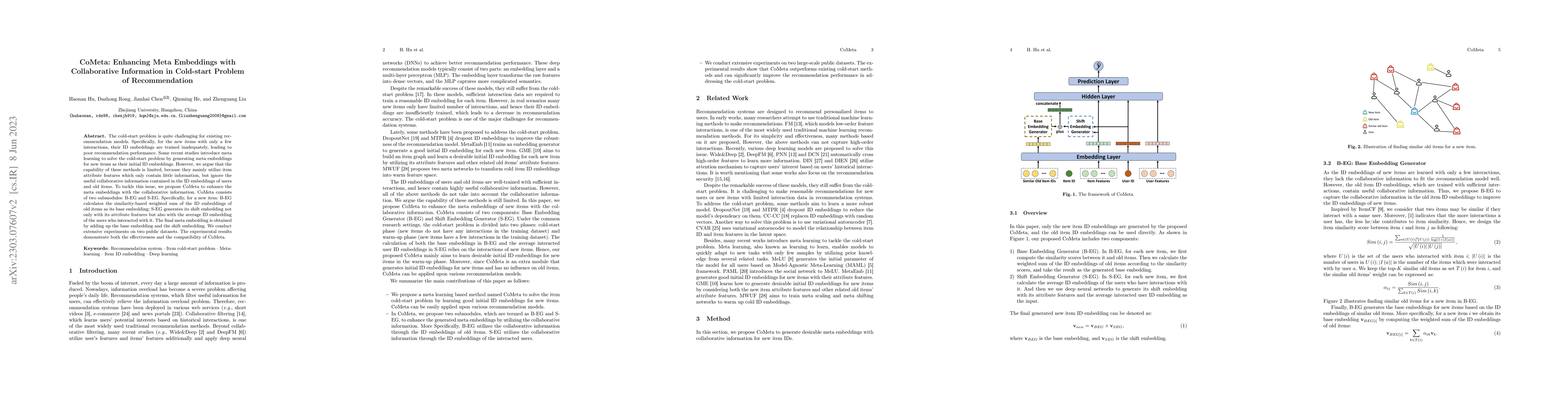 Thumbnail for CoMeta: Enhancing Meta Embeddings with Collaborative Information in
  Cold-start Problem of Recommendation