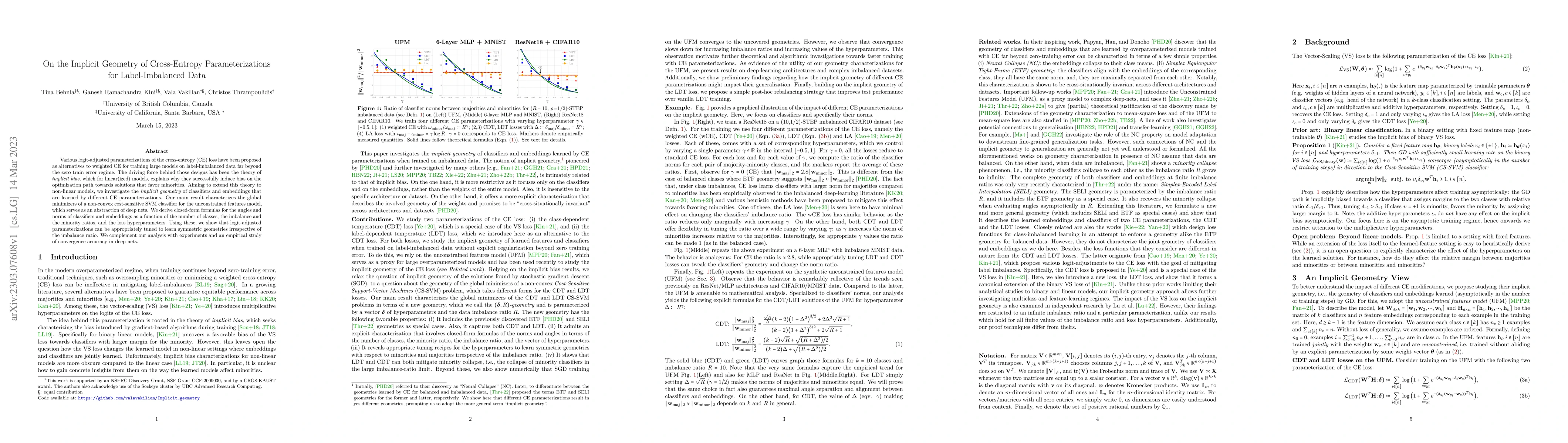 Thumbnail for On the Implicit Geometry of Cross-Entropy Parameterizations for
  Label-Imbalanced Data