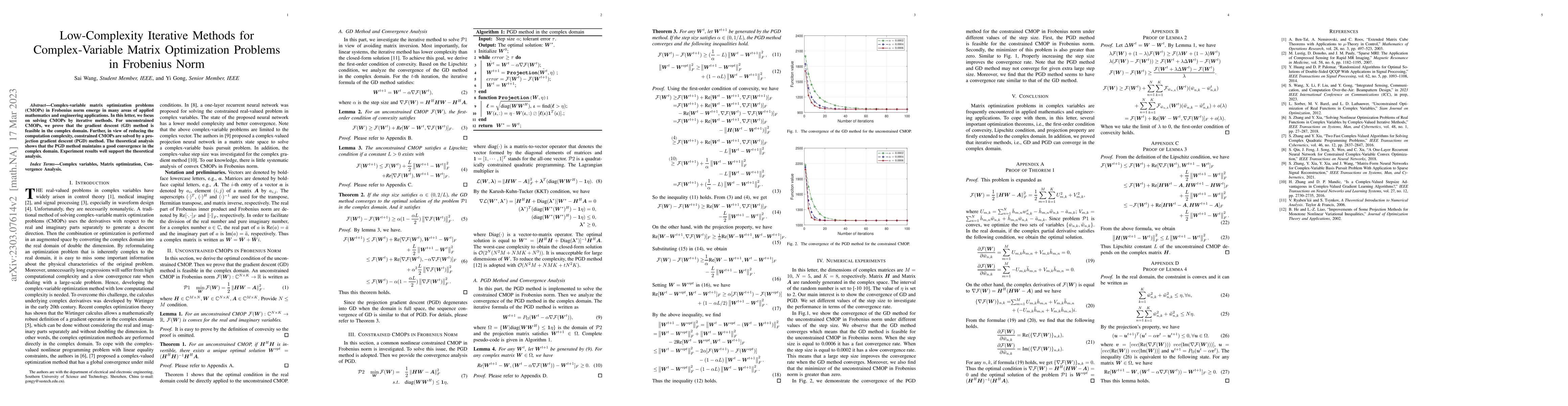 Thumbnail for Low-Complexity Iterative Methods for Complex-Variable Matrix
  Optimization Problems in Frobenius Norm