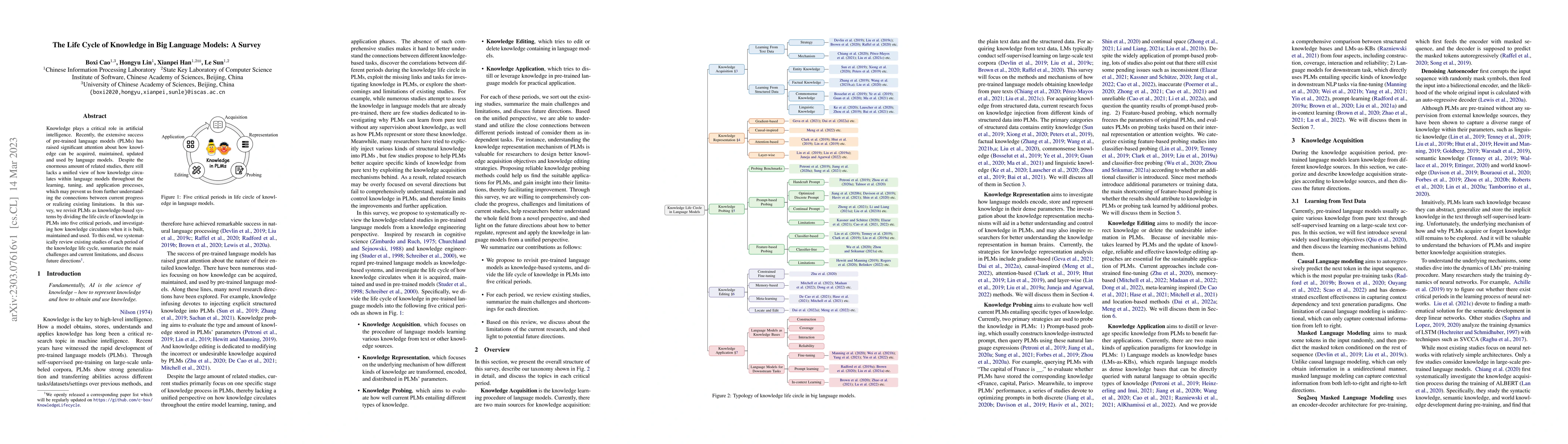 Thumbnail for The Life Cycle of Knowledge in Big Language Models: A Survey