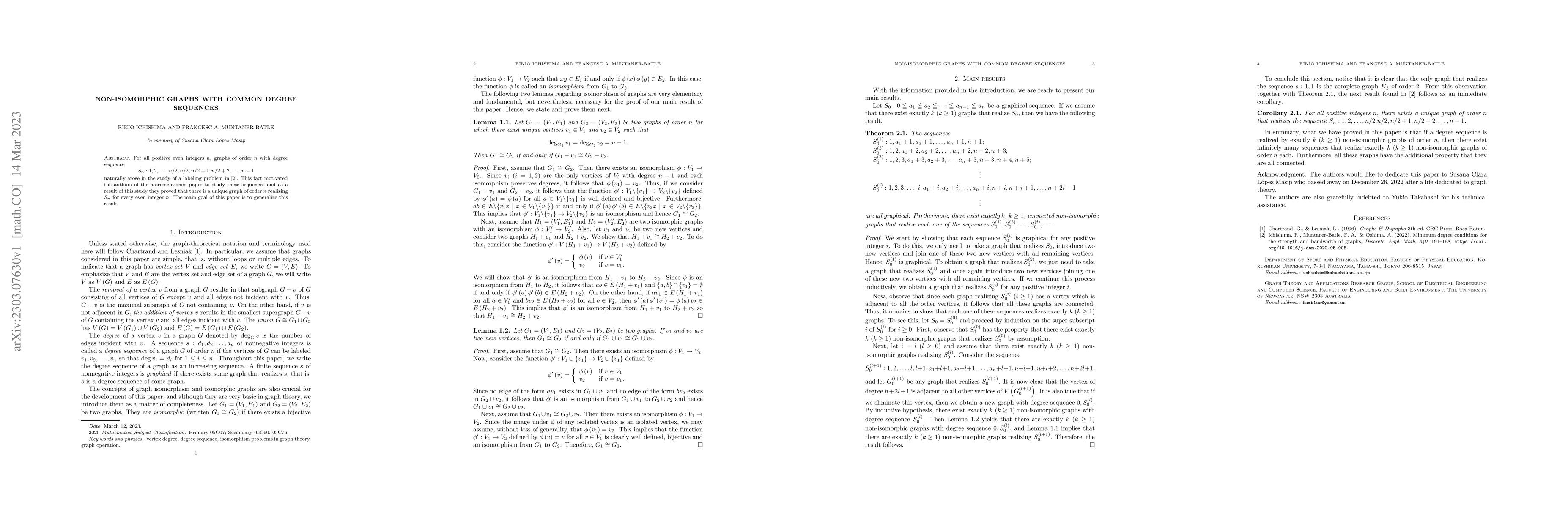 Thumbnail for Non-isomorphic graphs with common degree sequences