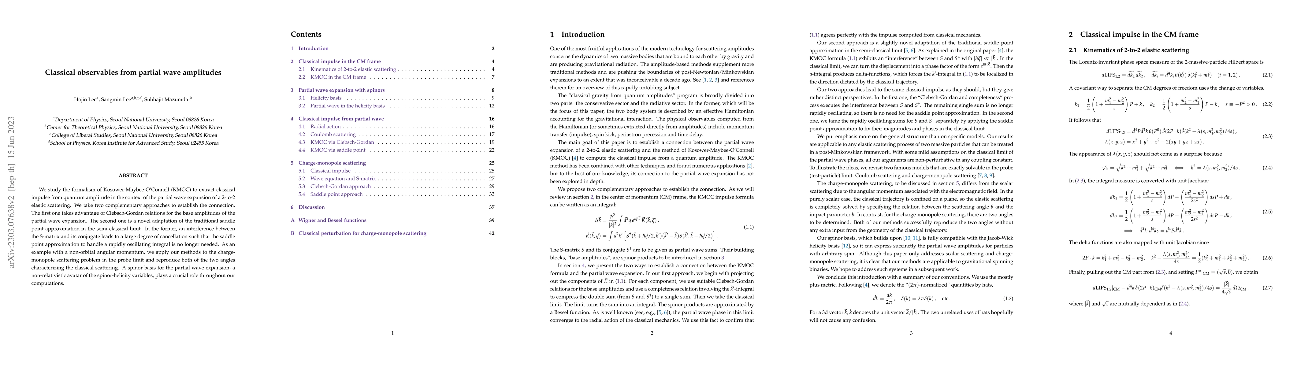 Thumbnail for Classical observables from partial wave amplitudes