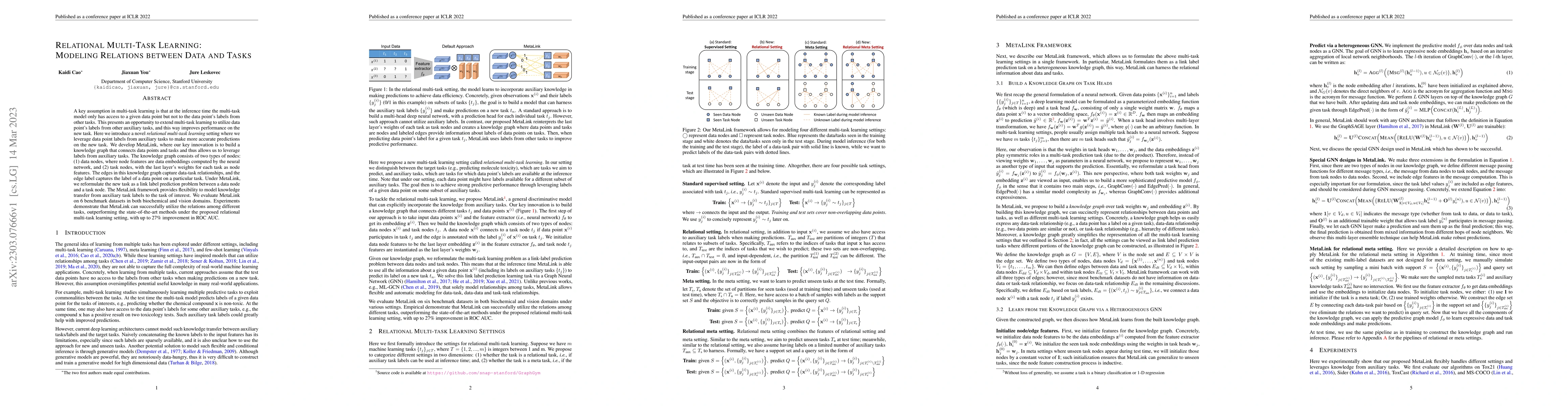 Thumbnail for Relational Multi-Task Learning: Modeling Relations between Data and
  Tasks