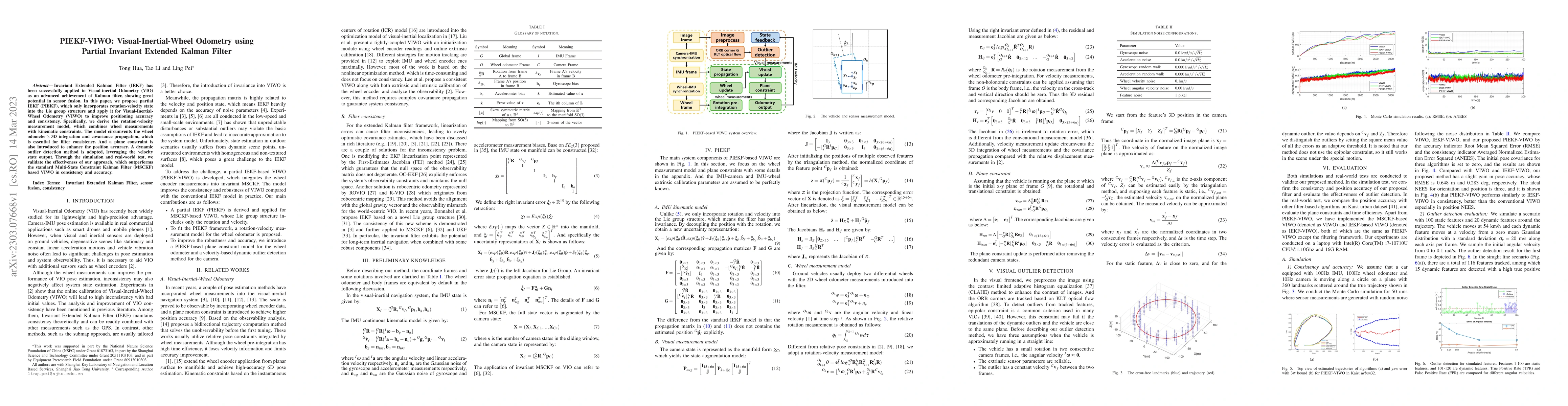Thumbnail for PIEKF-VIWO: Visual-Inertial-Wheel Odometry using Partial Invariant
  Extended Kalman Filter