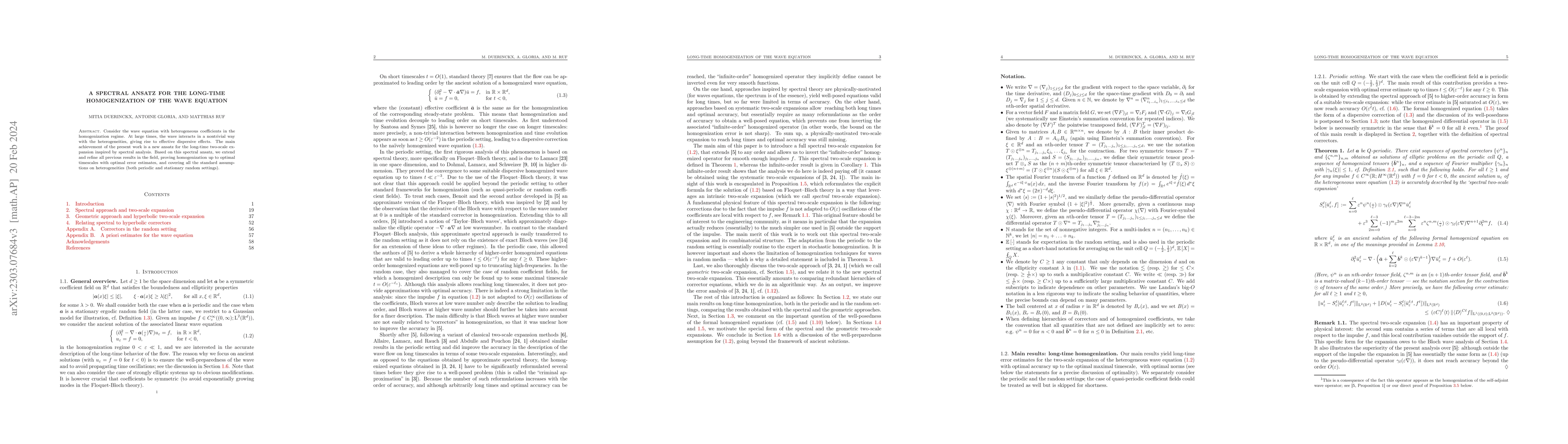 Thumbnail for A spectral ansatz for the long-time homogenization of the wave equation