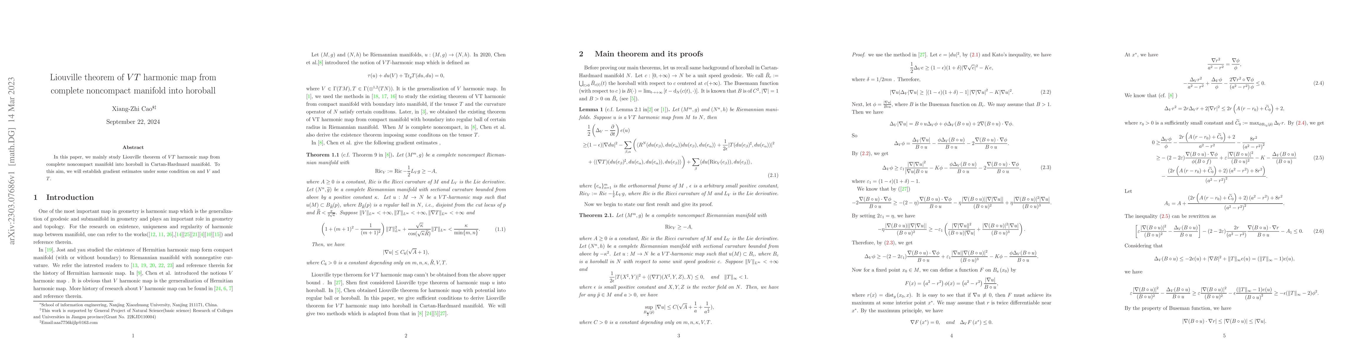 Thumbnail for Liouville theorem of VT harmonic map from complete noncompact manifold
  into horoball