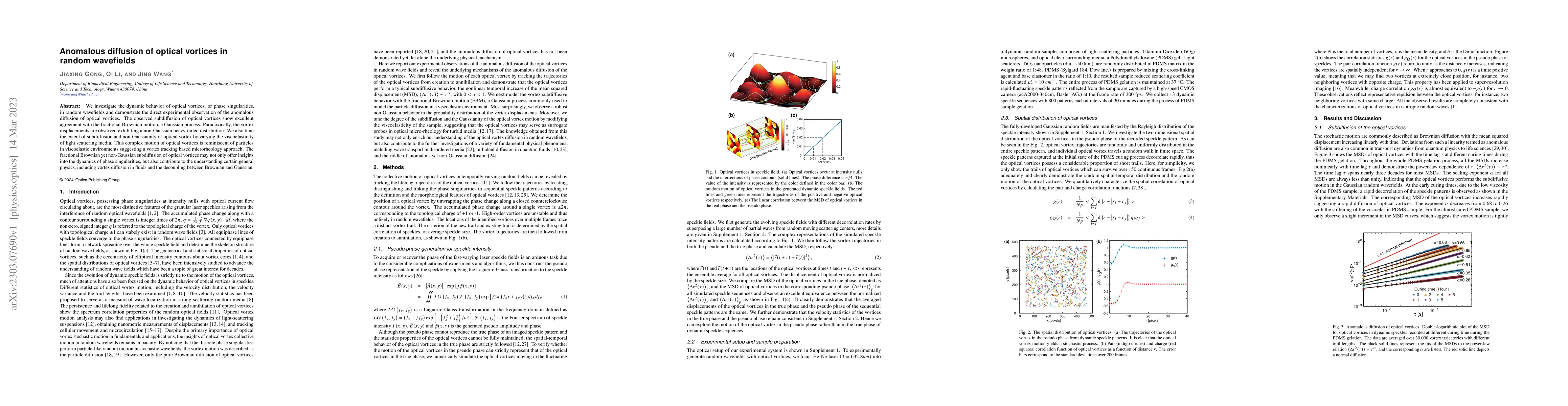 Thumbnail for Anomalous diffusion of optical vortices in random wavefields
