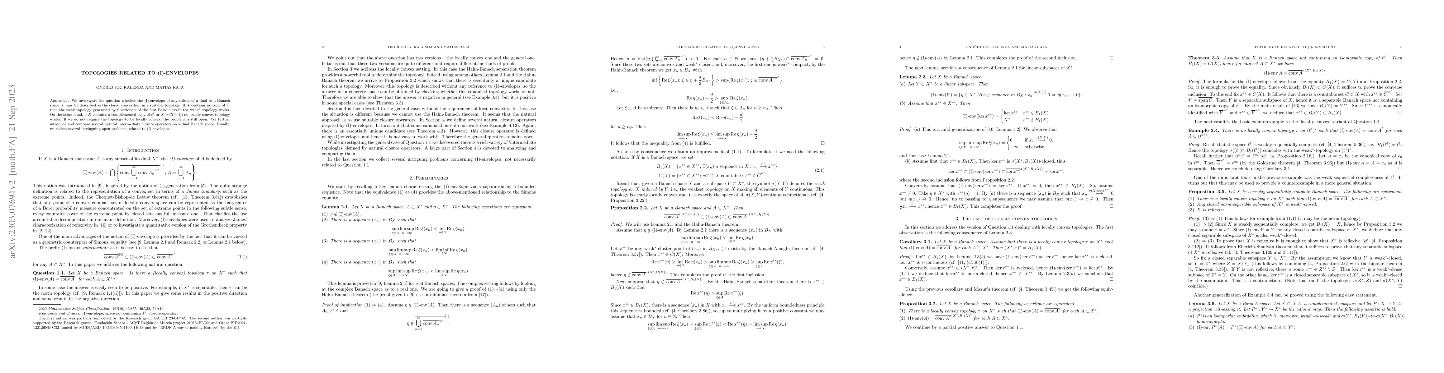 Thumbnail for Topologies related to (I)-envelopes