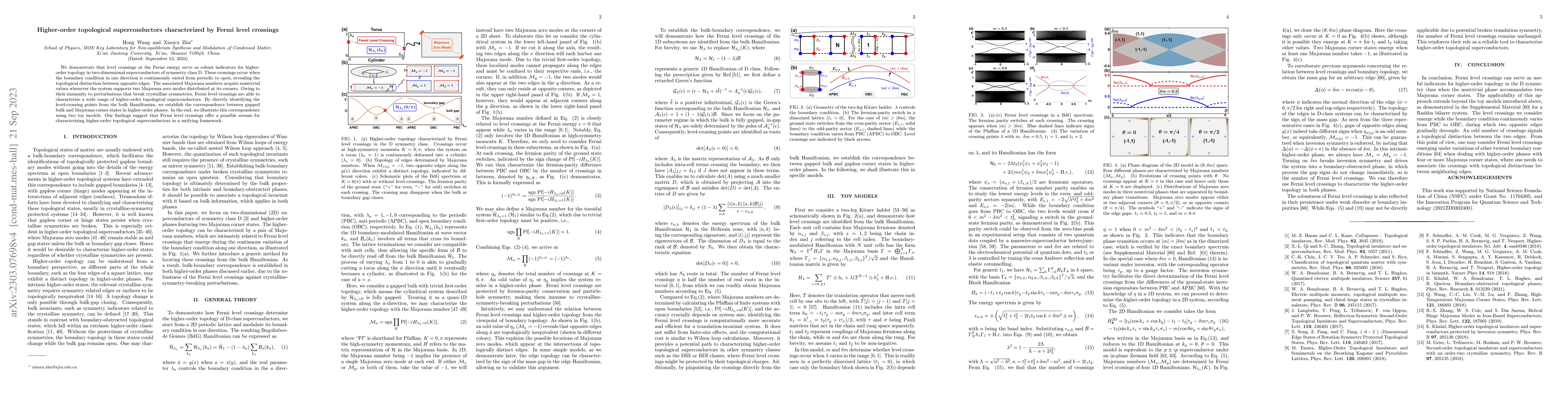 Thumbnail for Higher-order topological superconductors characterized by Fermi level
  crossings