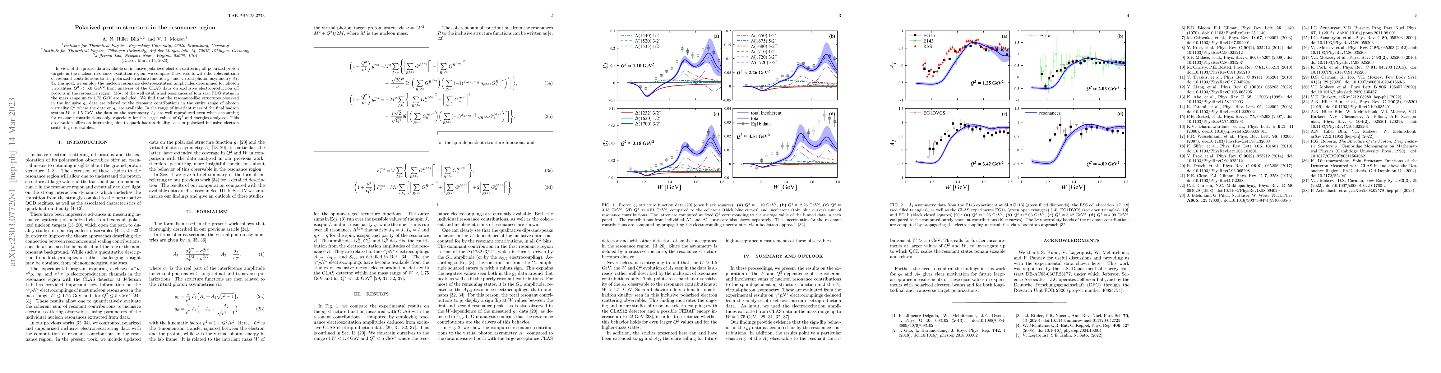 Thumbnail for Polarized proton structure in the resonance region