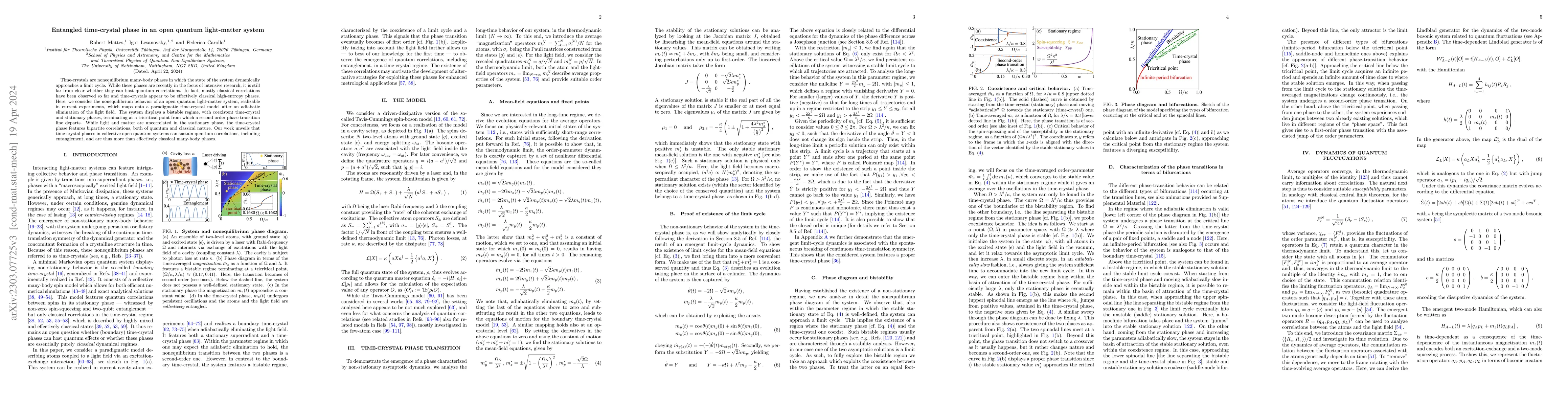Thumbnail for Entangled time-crystal phase in an open quantum light-matter system