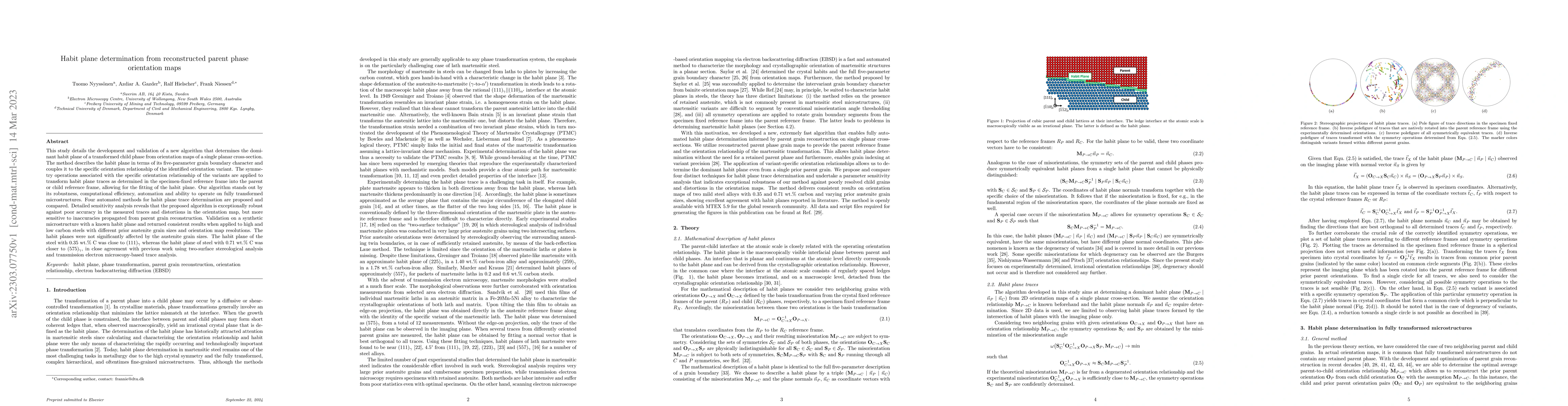 Thumbnail for Habit plane determination from reconstructed parent phase orientation
  maps