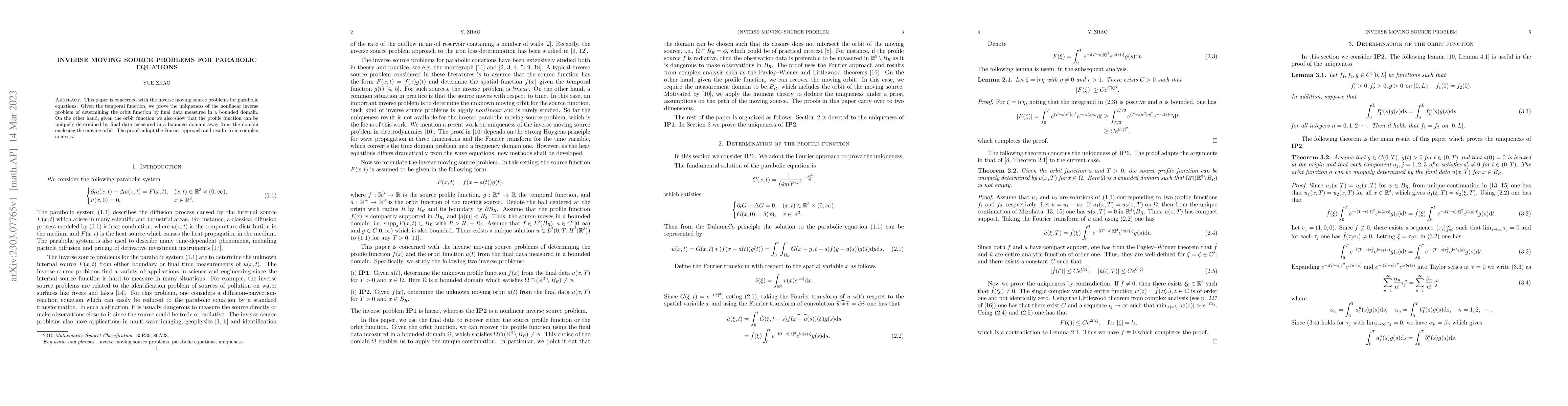 Thumbnail for Inverse moving source problems for parabolic equations