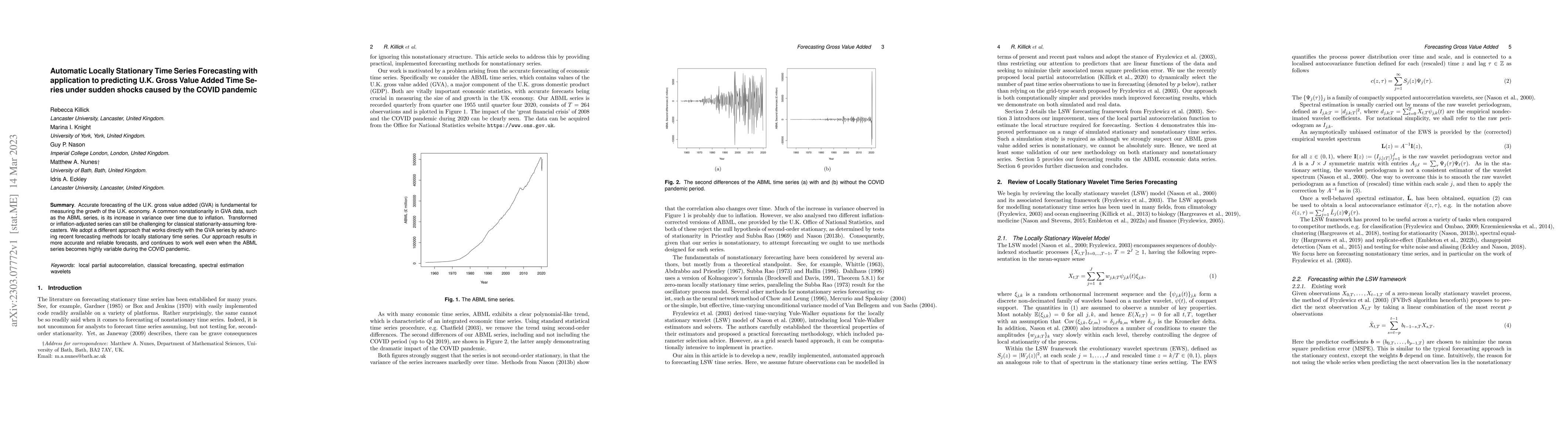 Thumbnail for Automatic Locally Stationary Time Series Forecasting with application to
  predicting U.K. Gross Value Added Time Series under sudden shocks caused by
  the COVID pandemic