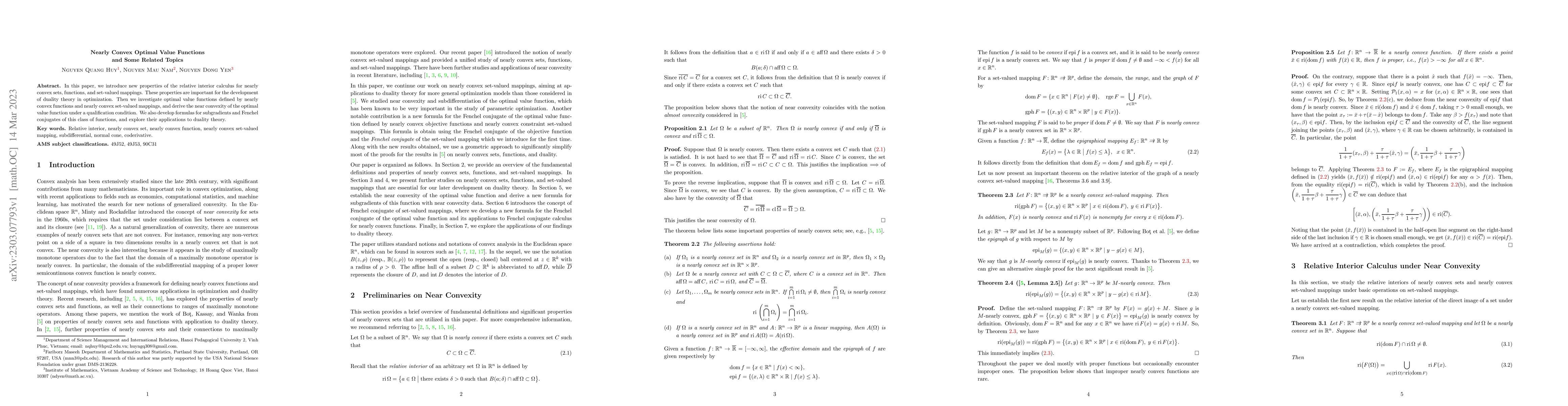 Thumbnail for Nearly Convex Optimal Value Functions and Some Related Topics