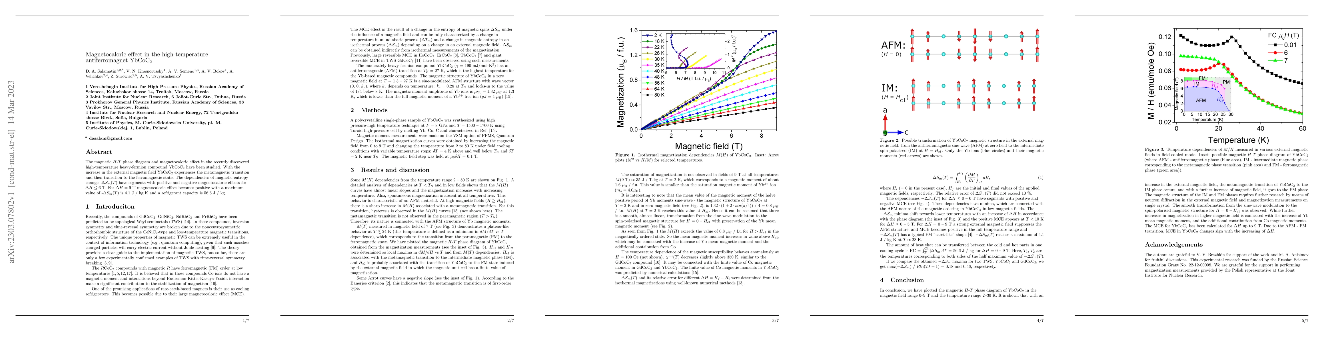 Thumbnail for Magnetocaloric effect in the high-temperature antiferromagnet YbCoC2