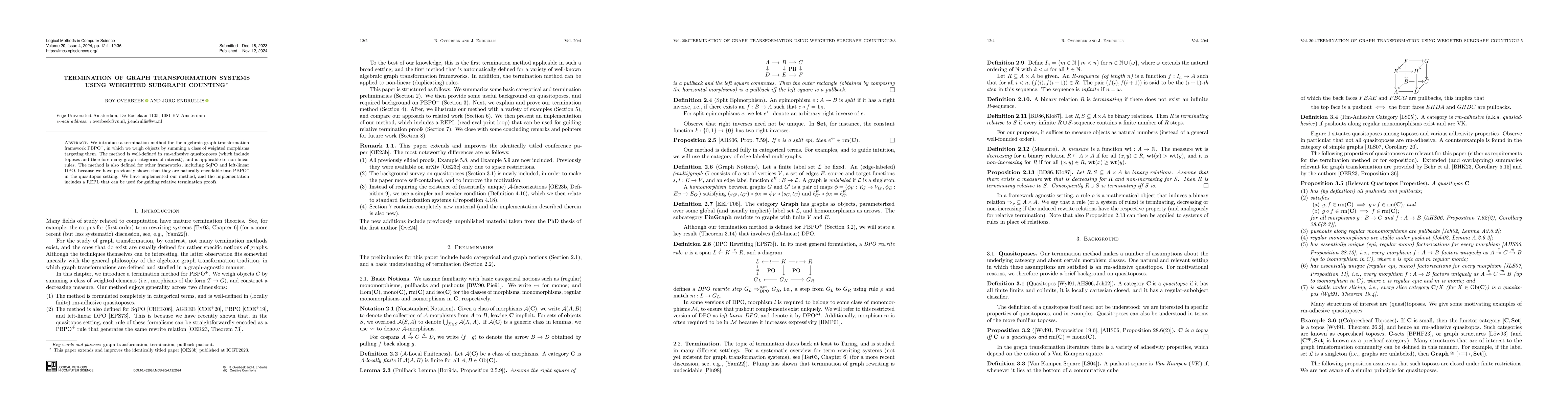 Thumbnail for Termination of Graph Transformation Systems Using Weighted Subgraph
  Counting