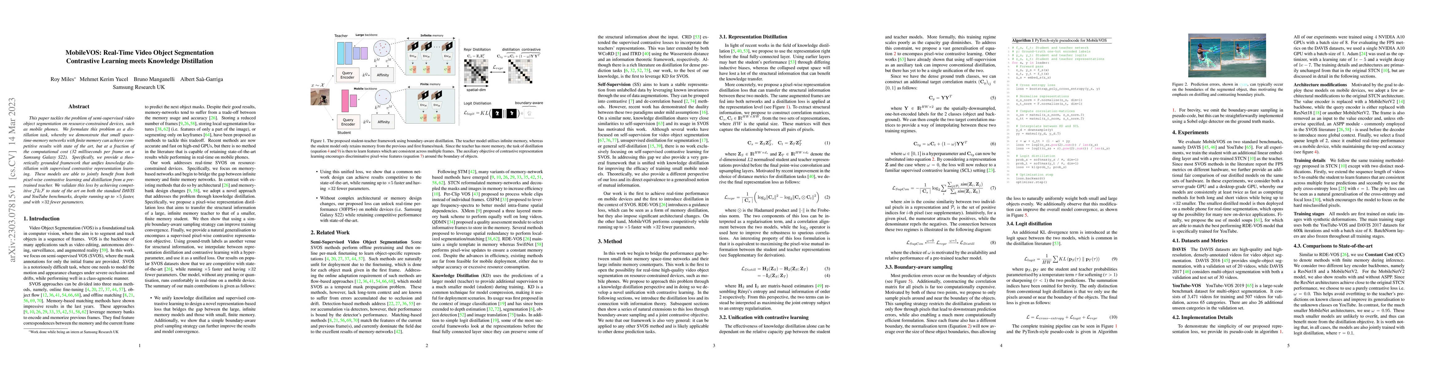 Thumbnail for MobileVOS: Real-Time Video Object Segmentation Contrastive Learning
  meets Knowledge Distillation