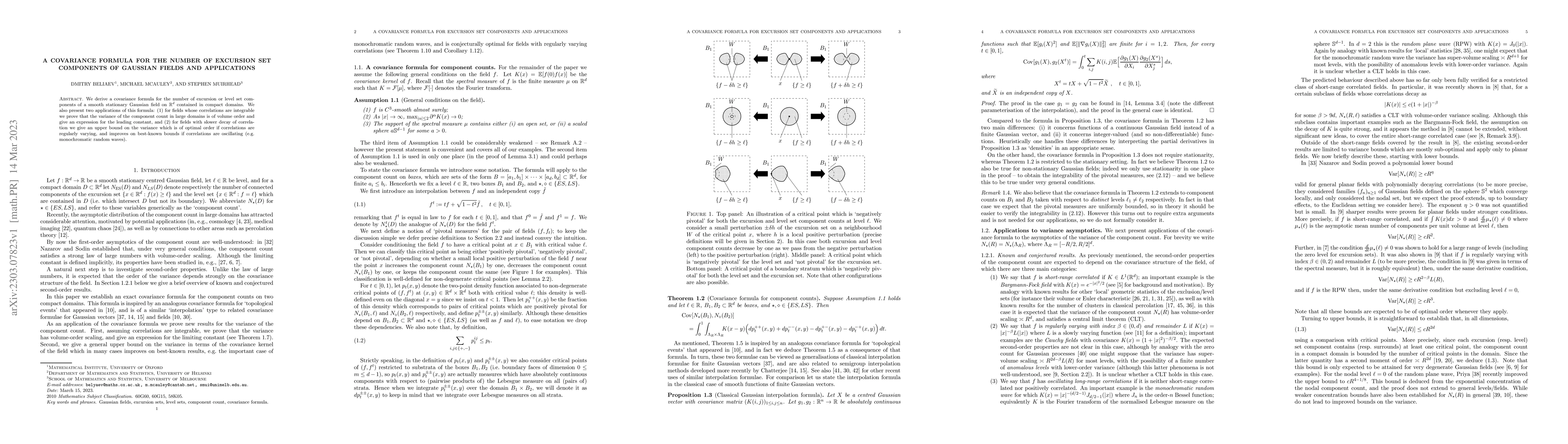 Thumbnail for A covariance formula for the number of excursion set components of
  Gaussian fields and applications