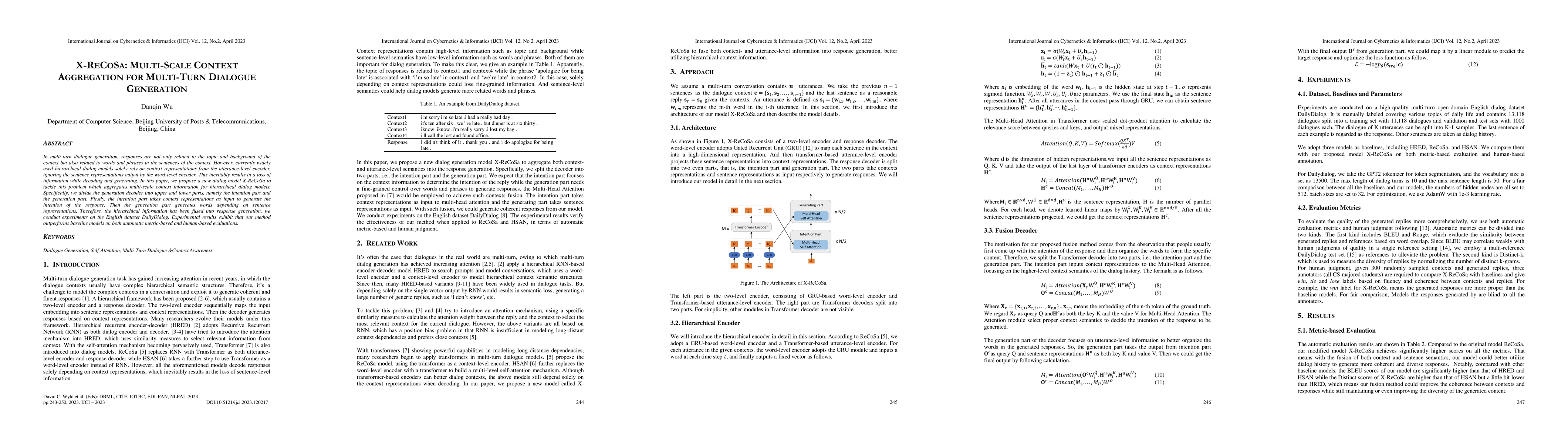 Thumbnail for X-ReCoSa: Multi-Scale Context Aggregation For Multi-Turn Dialogue
  Generation