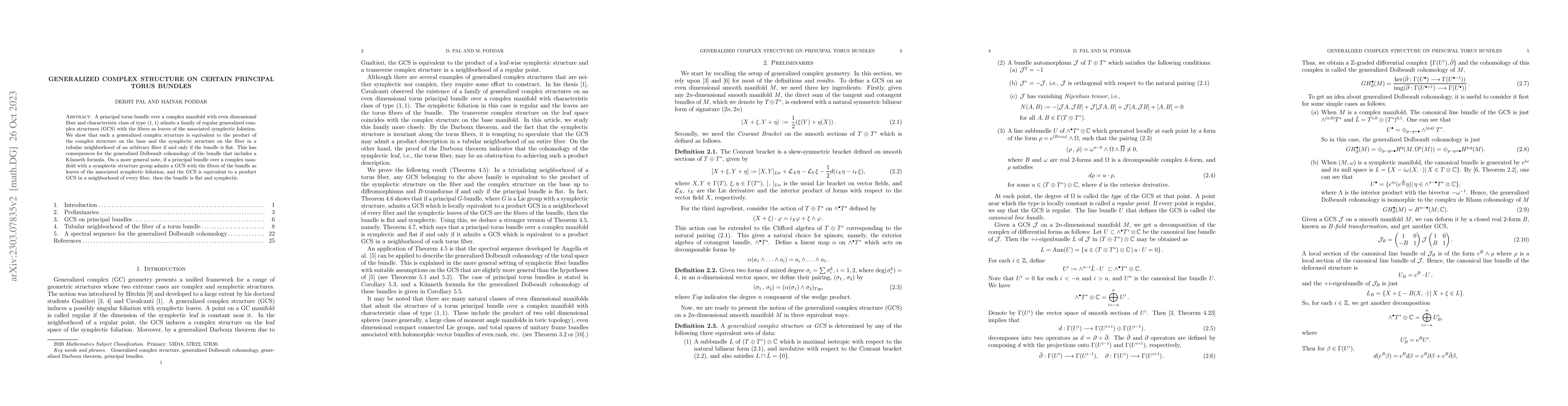 Thumbnail for Generalized complex structure on certain principal torus bundles