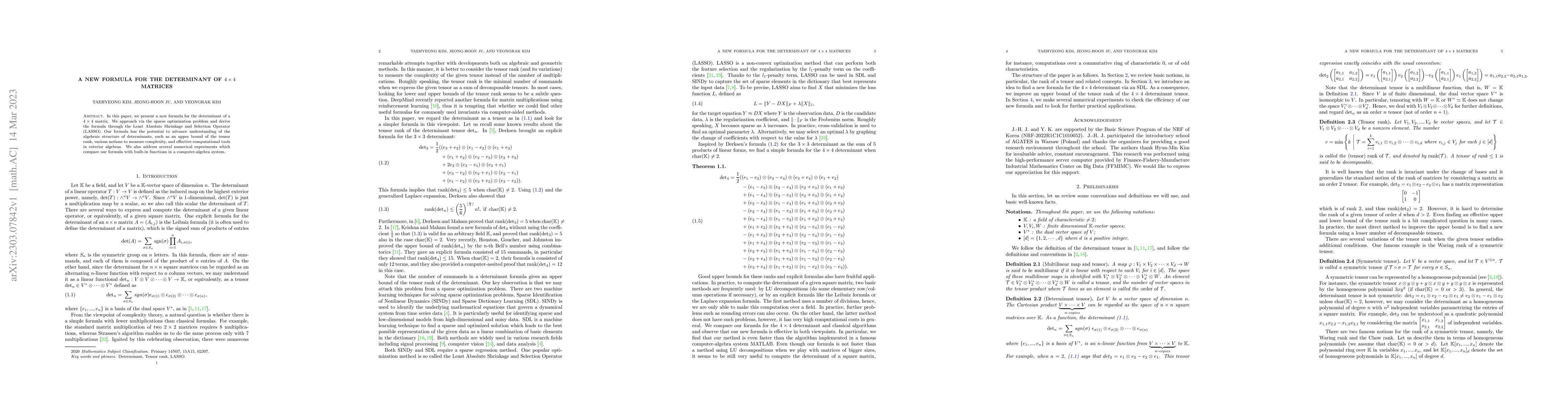 Thumbnail for A new formula for the determinant of $4 \times 4$ matrices