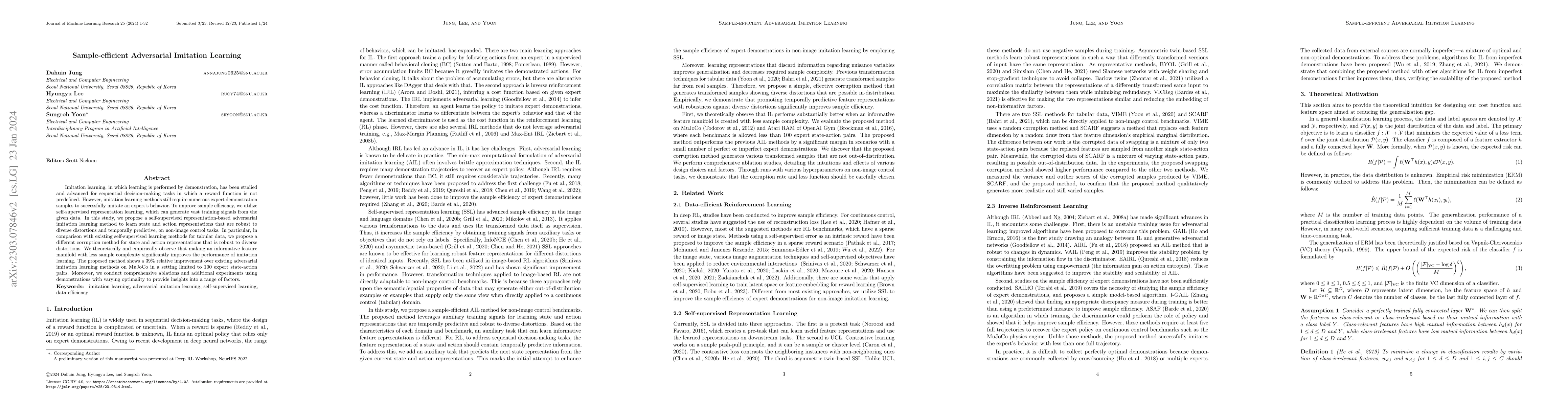 Thumbnail for Sample-efficient Adversarial Imitation Learning