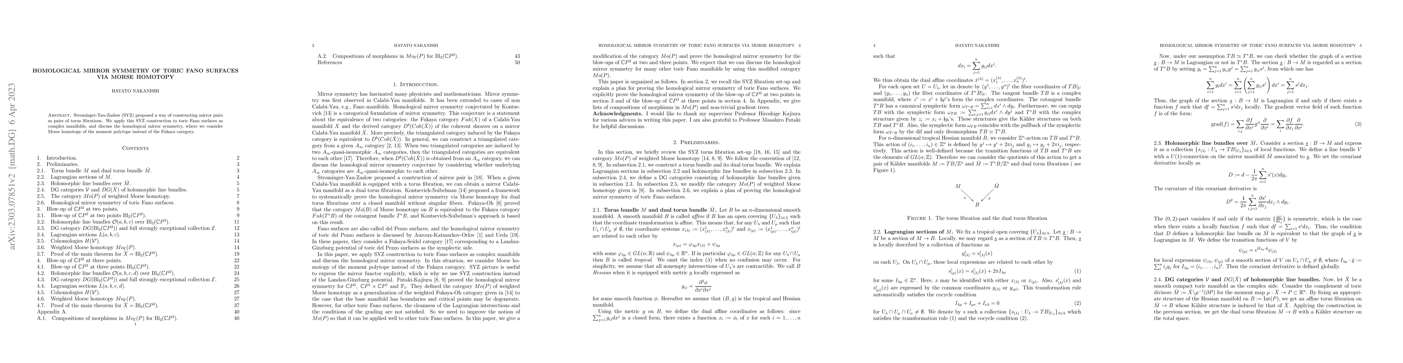 Thumbnail for Homological mirror symmetry of toric Fano surfaces via Morse homotopy