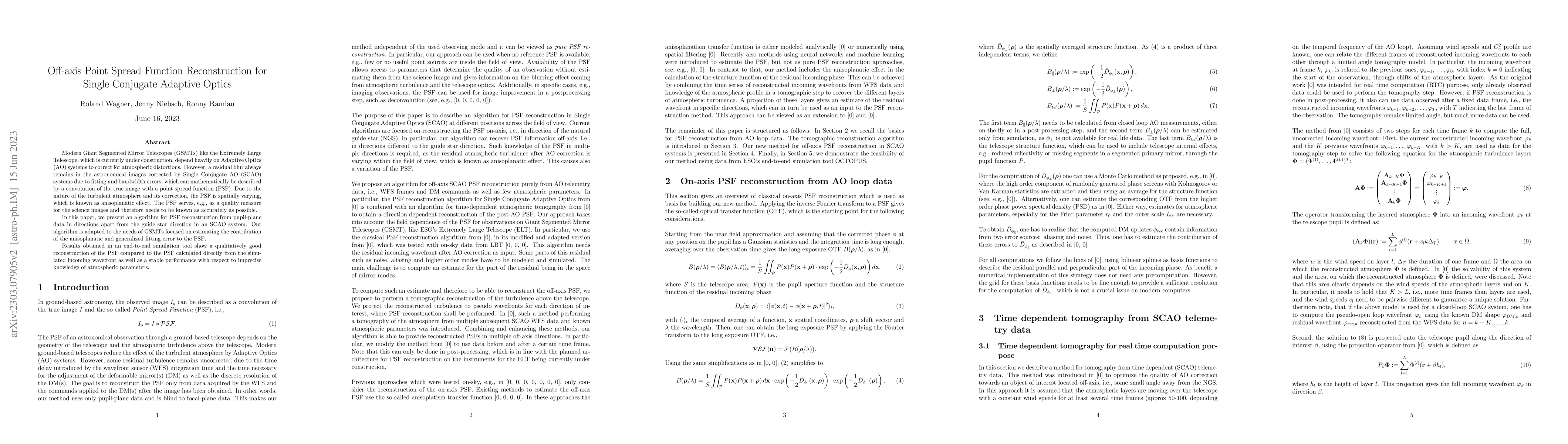 Thumbnail for Off-axis Point Spread Function Reconstruction for Single Conjugate
  Adaptive Optics