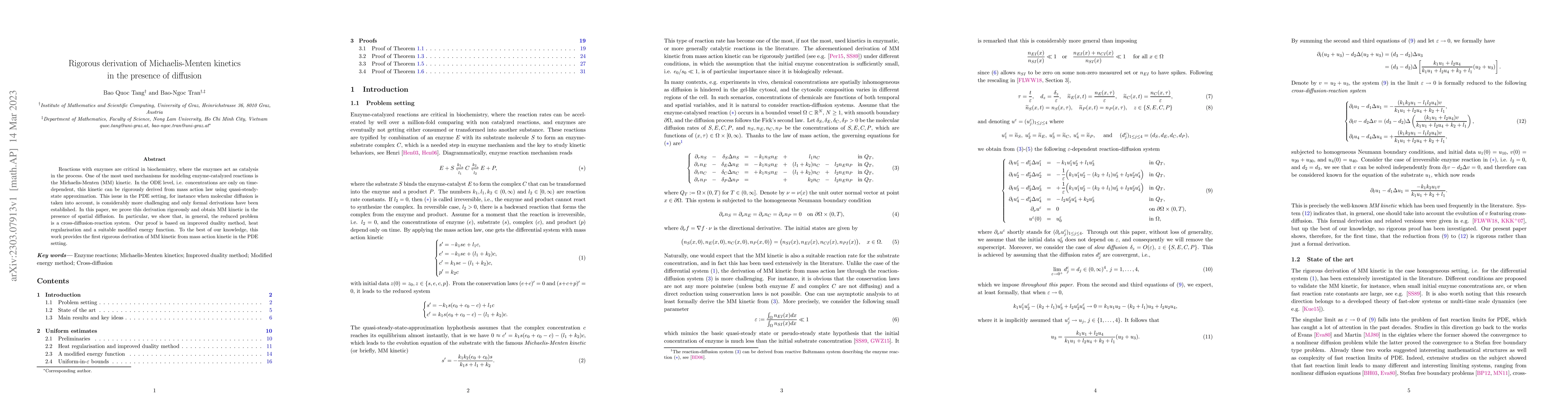Thumbnail for Rigorous derivation of Michaelis-Menten kinetics in the presence of
  diffusion