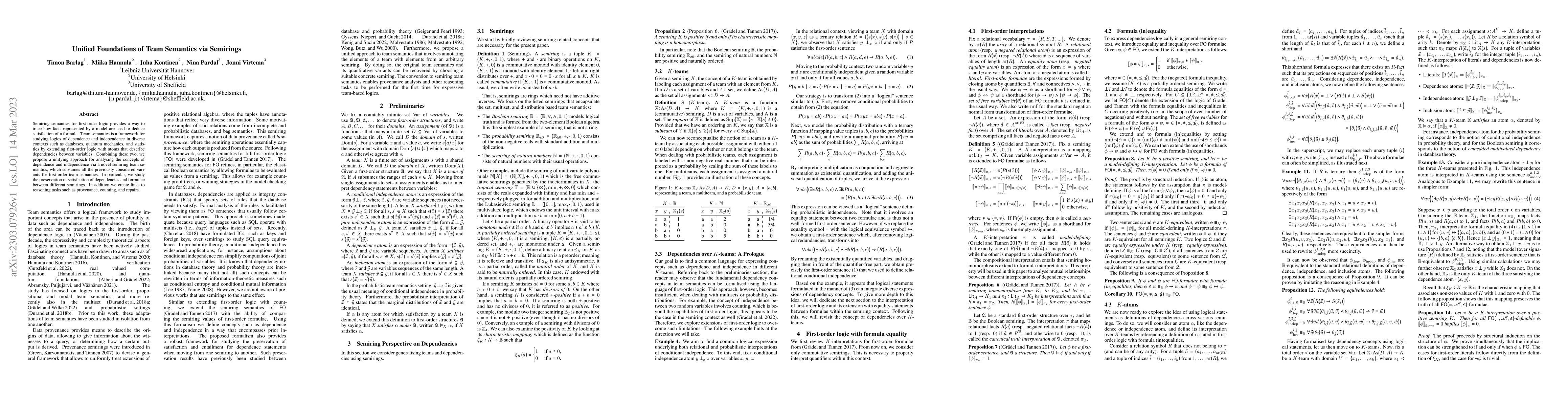 Thumbnail for Unified Foundations of Team Semantics via Semirings